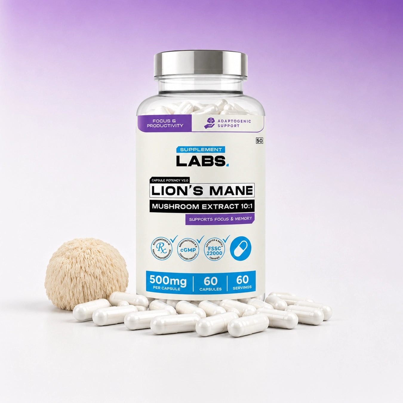 Lion's Mane 10:1 extract, 60 capsules